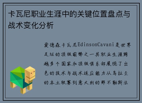 卡瓦尼职业生涯中的关键位置盘点与战术变化分析