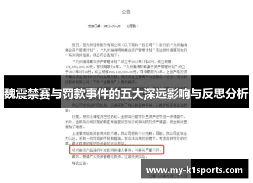 魏震禁赛与罚款事件的五大深远影响与反思分析